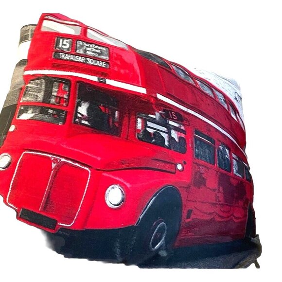 London England UK Britain Throw Pillow Red  Double decker Phone Booth  Set Of 2 - Picture 5 of 11